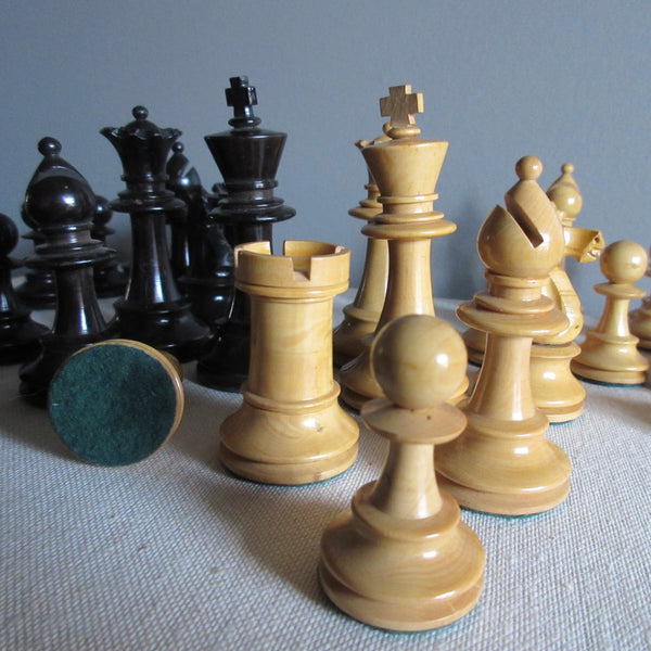 Chess Set and Board Antique Weighted "Staunton"