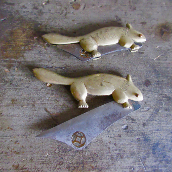 Pen Knifes Pair Squirrels Antique
