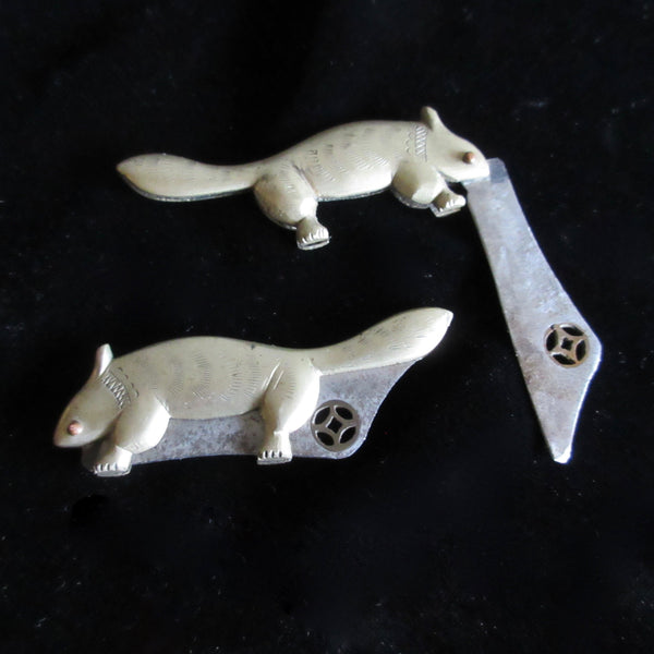Pen Knifes Pair Squirrels Antique
