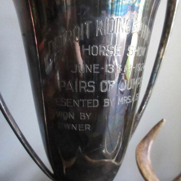 Horse Show Detroit Riding & Hunting Club Trophy Loving Cup c.1924 Silver Plate