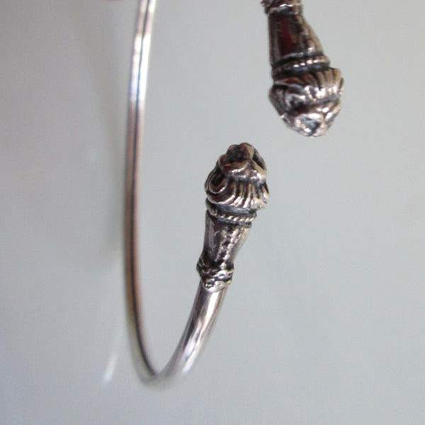 Sterling Silver Bangle Lion Heads