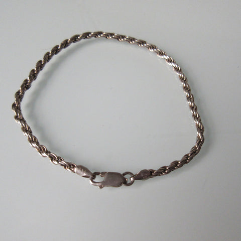 Vintage Rope Chain Sterling Silver Bracelet