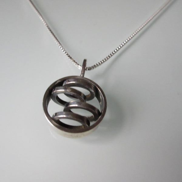MidCentury Modern Pendant & Sterling Silver Chain 20"