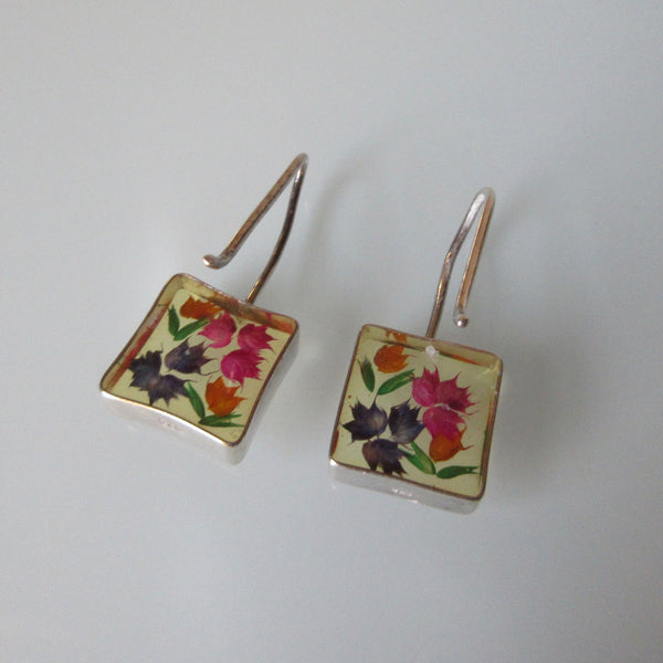 dried flowers and sterling silver earings