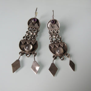 Tribal Boho Dangle Silver Earrings