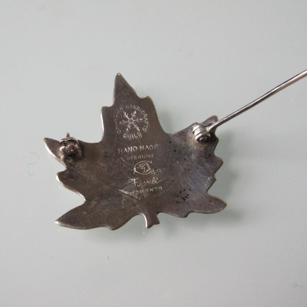 Vintage Canadian Maple leaf Sterling Silver Brooch