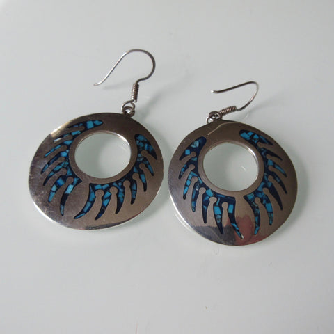 silver turquoise chip earrings
