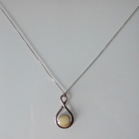 Mother of Pearl Pendant on Sterling Silver Chain 17"