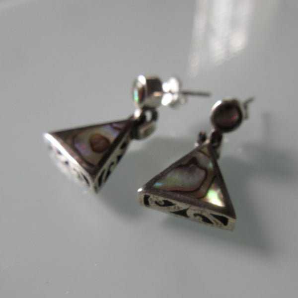 Mother of Pearl Triangle Sterling Silver Earrings