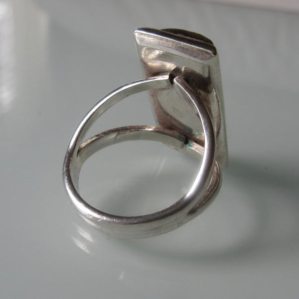 Modern Rectangular Sterling Silver  Ring