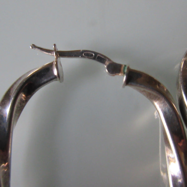 Oval Swirl Sterling Silver Hoop Earrings