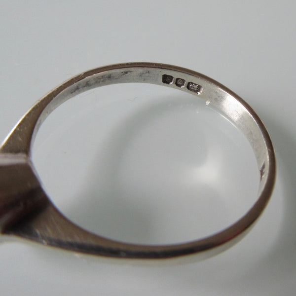 Modernist Sterling Silver Onyx Ring British