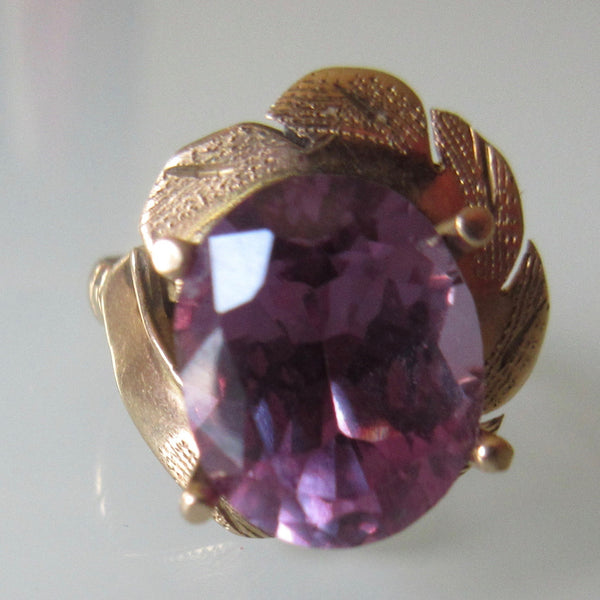 Gold & Pink Sapphire Colour Oval Cut Ring