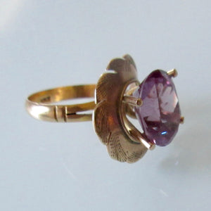 Gold & Pink Sapphire Colour Oval Cut Ring