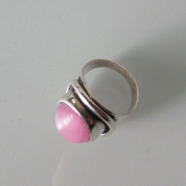 Herman Siershol Modernist Pink Cat's Eye Silver Ring