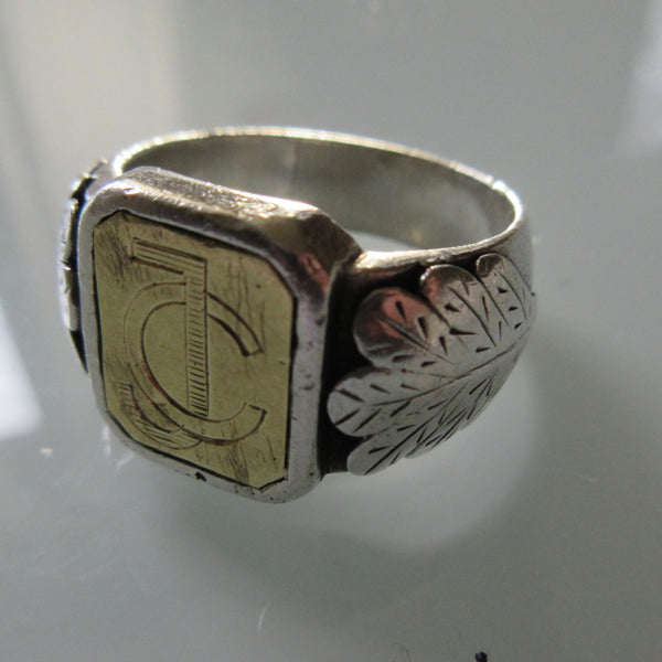 Vintage Sterling Silver Signet Ring Etched