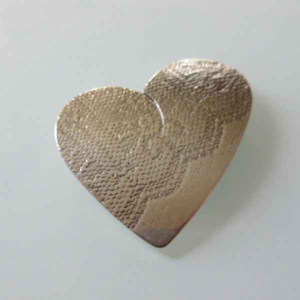 Textured Silver Heart Brooch Pin