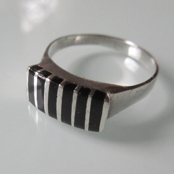 Vintage Bars Onyx Sterling Silver Ring