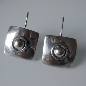 Vintage Square Sterling Silver Earrings Mexican
