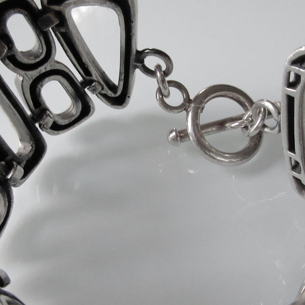 Mid Century Modern Sterling Silver Hinged Bracelet