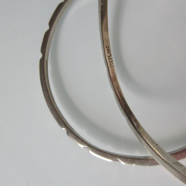 Pair Textured Sterling Silver Bangles