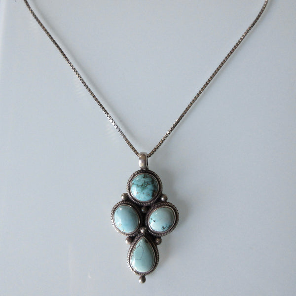 Turquoise Pendant and Sterling Silver Necklace