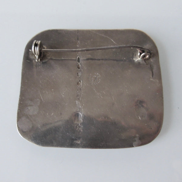 Vintage Silver Brooch Inlay Mexican