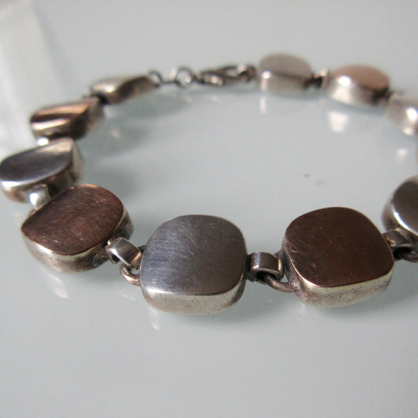 Modernist Silver Copper Tone Link Bracelet