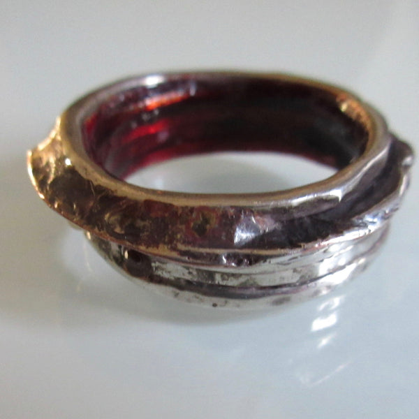 Vintage Cast Silver Blackened Band Ring