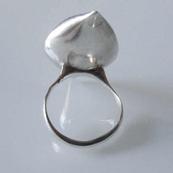 Modern Silver Lead Cup Ring