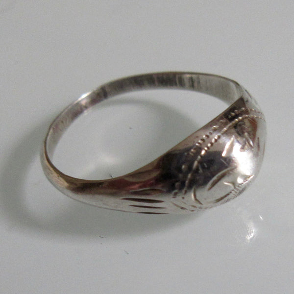 Delicate Silver Etched Ring