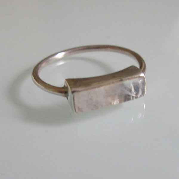 Delicate Silver Quartz Bar Ring