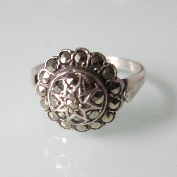 Marquisette and Silver Tiered Ring