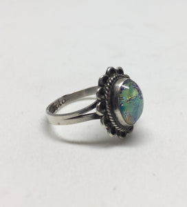 Vintage Silver Black Opal Ring
