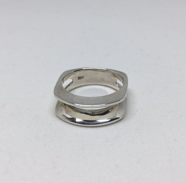 Modernist Silver Open Middle Ring