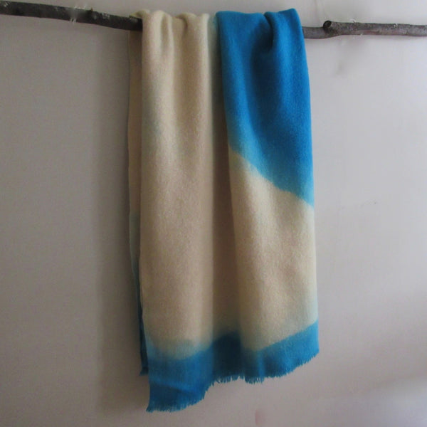 Vintage Double Dip Dyed Wool Blanket Turqoise