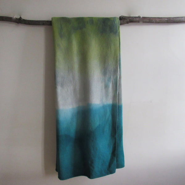 Vintage Dip Dyed & Over Dyed Wool Blanket Turquoise Green