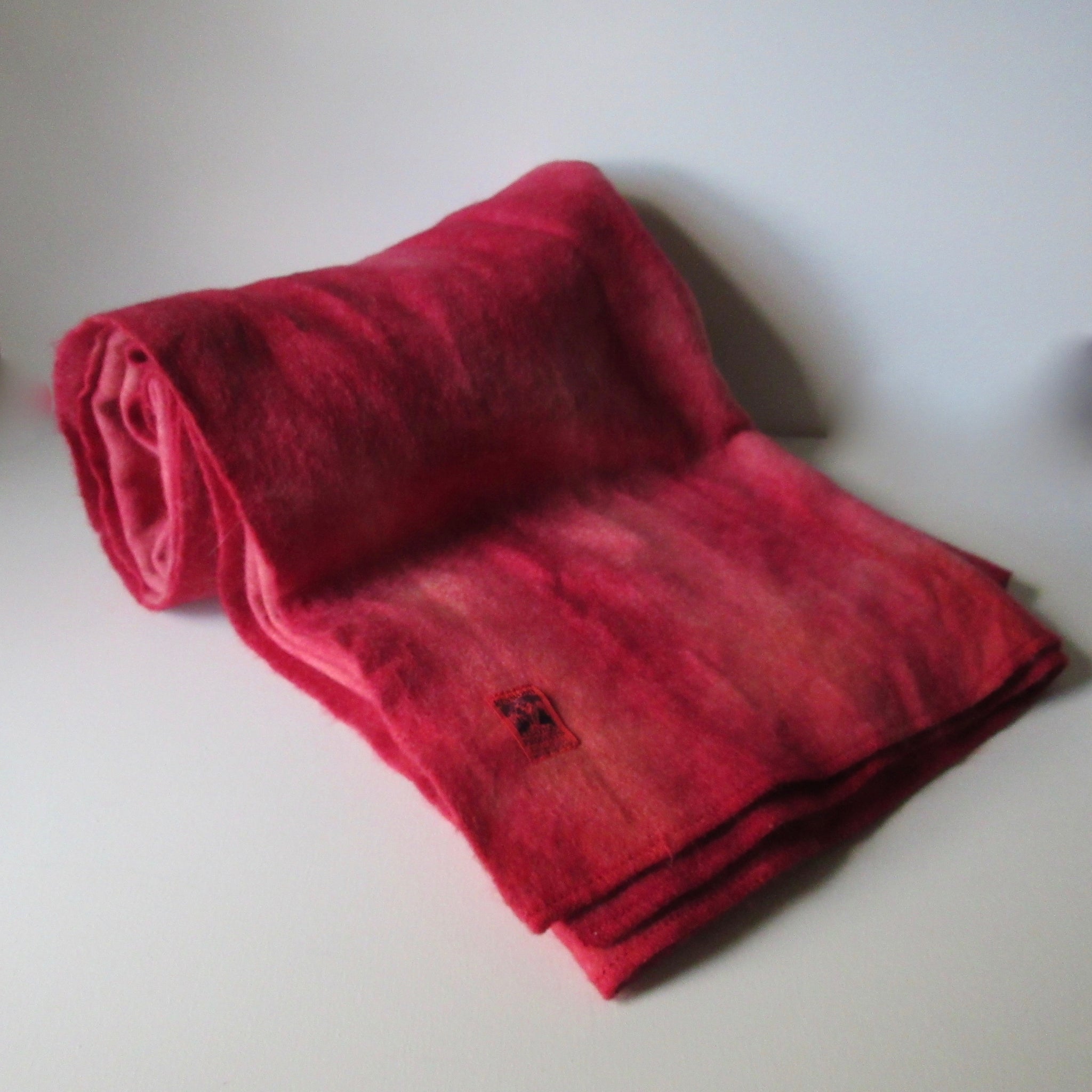 Over Dyed and Dip Dyed Vintage Wool Blanket Red