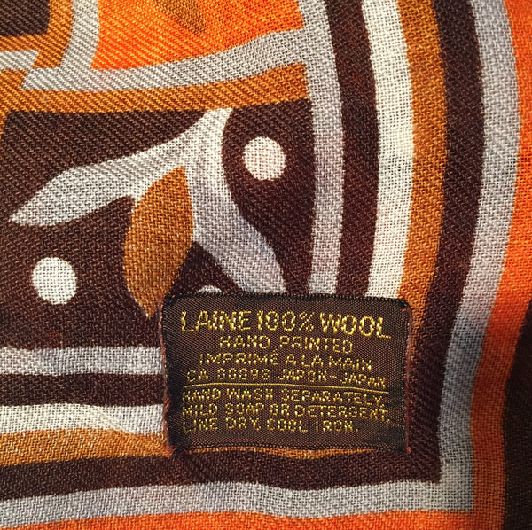 Vintage Hand Printed Wool Scarf
